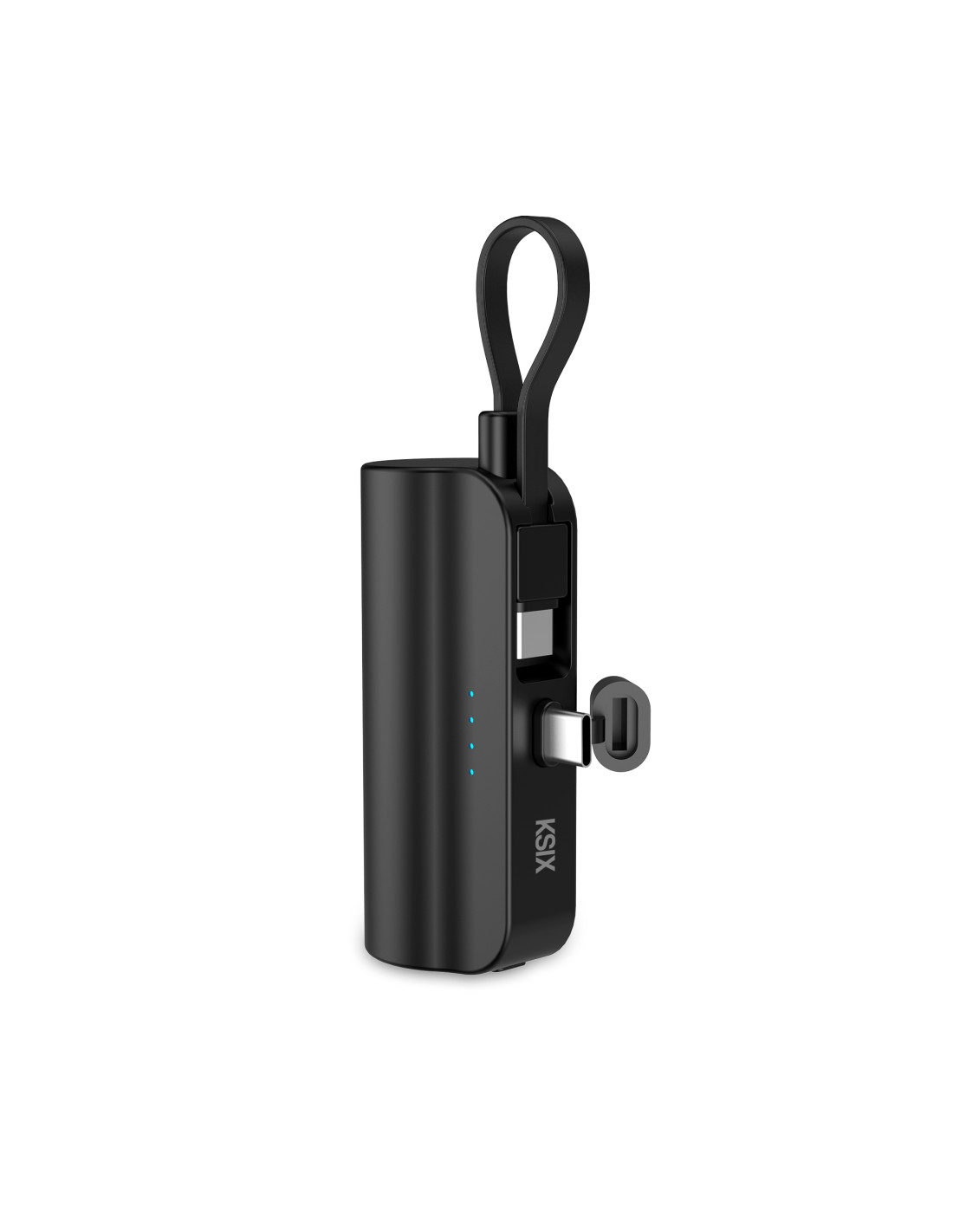 Baterija prijenosna KSIX 5000 mAh, USB-C džepna, USB-C na USB-C, crna-3