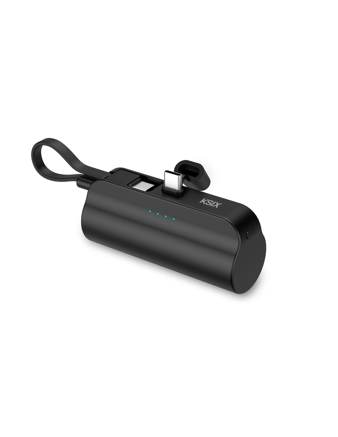 Baterija prijenosna KSIX 5000 mAh, USB-C džepna, USB-C na USB-C, crna