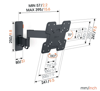 Nosač za TV zidni VOGELS TVM1243 ( 19"-43", do 15kg, nagib  15° zakret 180°)-1
