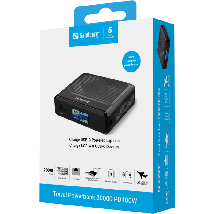 Sandberg Powerbank 20000 mAh PD100W portable battery-5