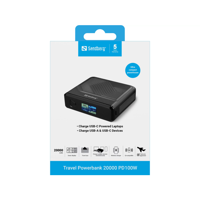 Sandberg Powerbank 20000 mAh PD100W portable battery-6