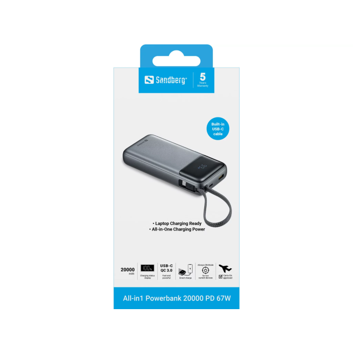 Sandberg All-in1 Powerbank 20000 PD 67W portable battery-6