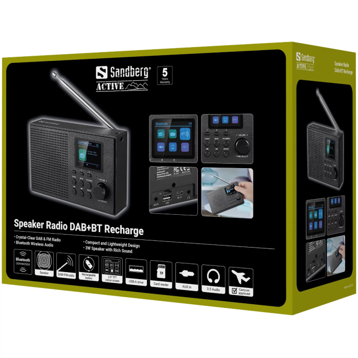 Prijenosni radio zvučnik SANDBERG Speaker Radio DAB+BT Recharge-6