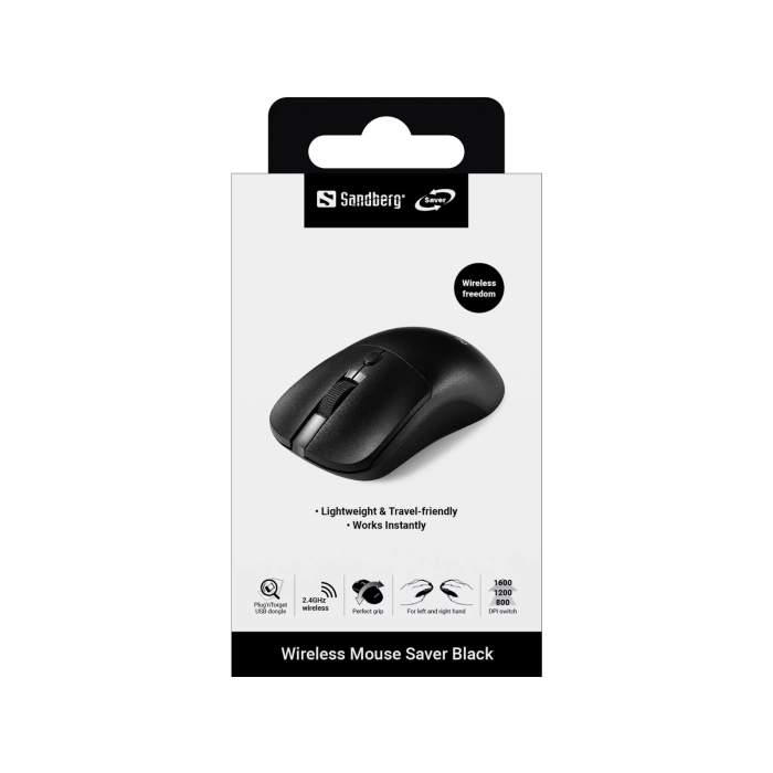 Bežični miš SANDBERG Wireless Mouse Saver (1600 DPI), crna boja-5