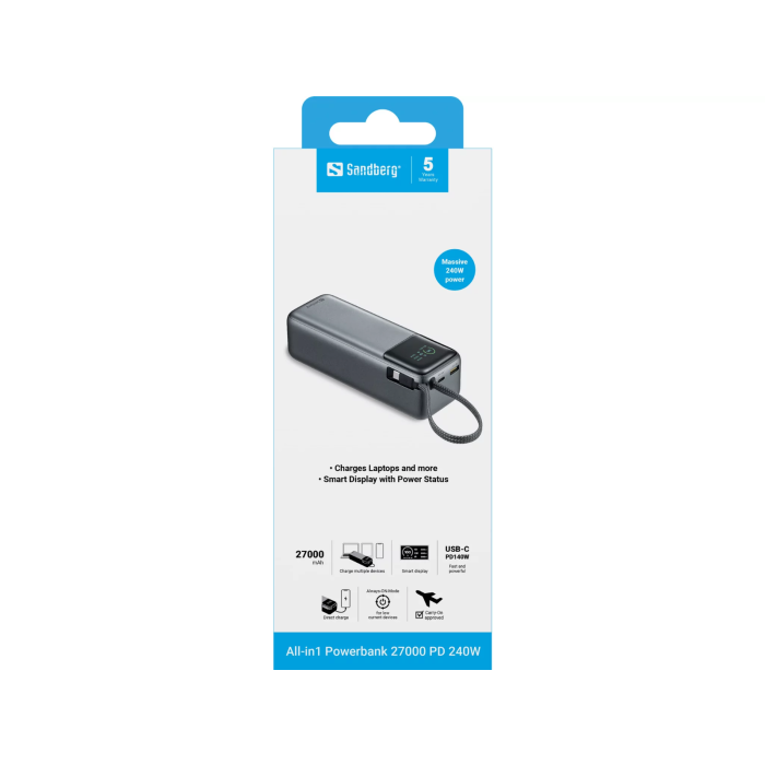 Sandberg All-in1 Powerbank 27000 PD 240W portable battery-5
