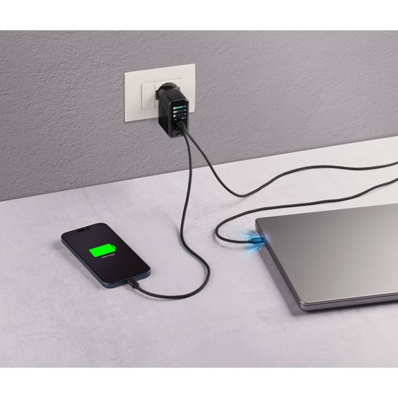 Punjač CELLULARLINE, GAN+, Powerview IQ, 2x UCB-C/USB-A, Kabel C-C, 67W-9