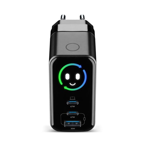 Punjač CELLULARLINE, GAN+, Powerview IQ, 2x UCB-C/USB-A, Kabel C-C, 67W-6