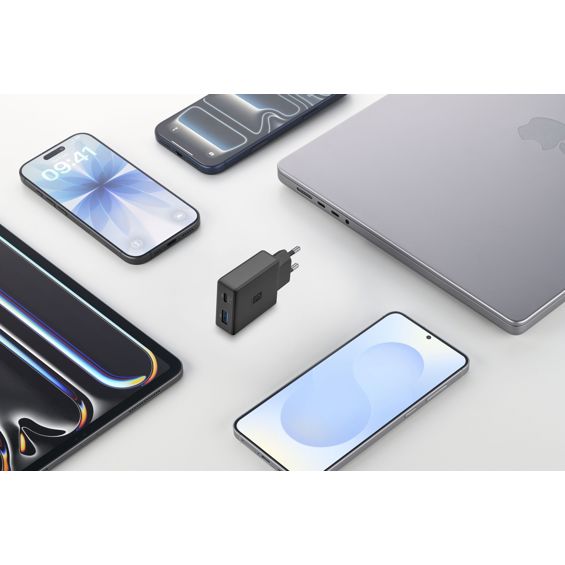 Punjač CELLULARLINE, GAN+, Slim Dual, USB-C/USB-A, 45W-5