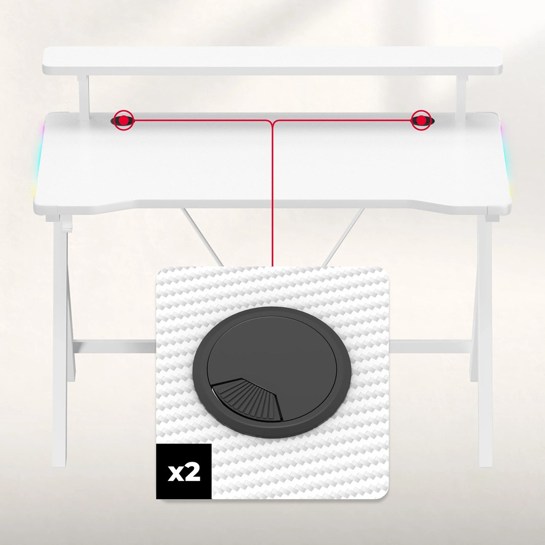 Gaming stol HUZARO Hero 1.9 RGB, bijela boja-2