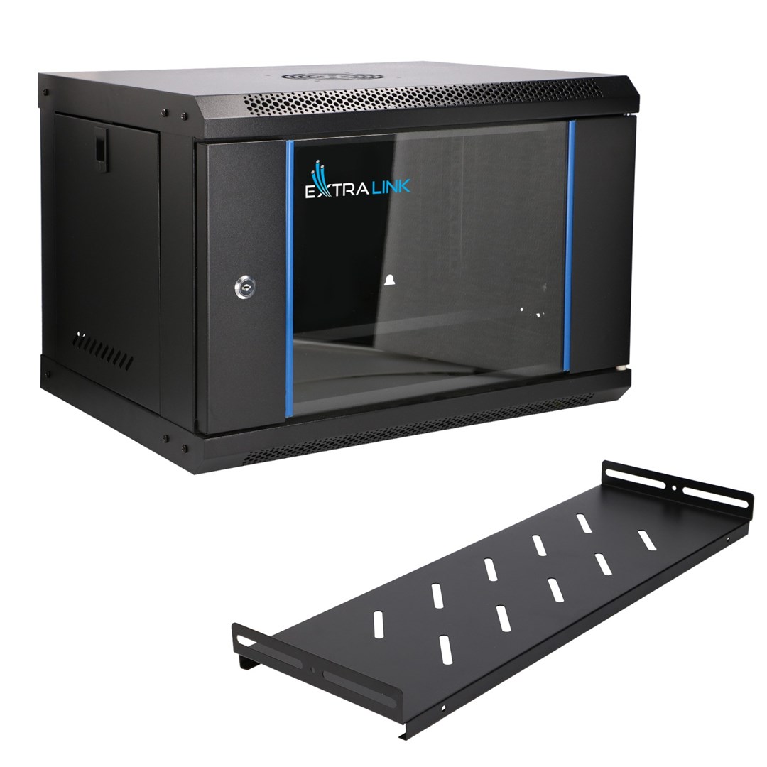 Mrežni ormar EXTRALINK LITE 6U 530x400mm zidni, crna boja-9