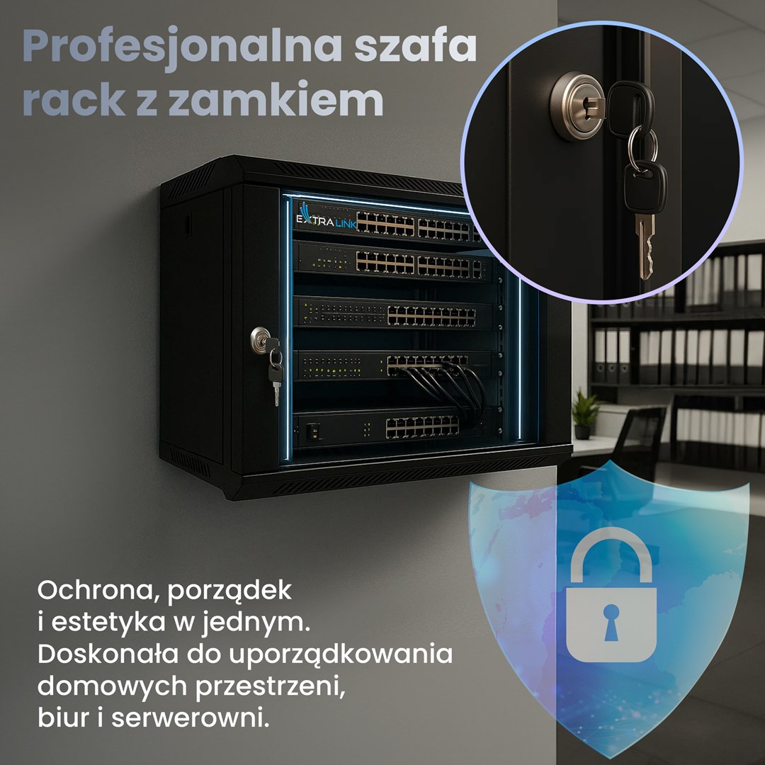 Mrežni ormar EXTRALINK LITE 6U 530x400mm zidni, crna boja-16