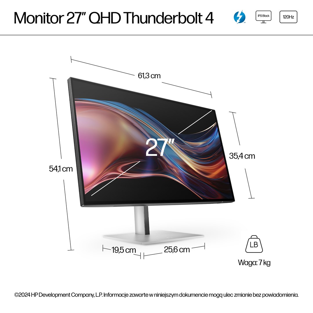 Monitor HP Series 7 Pro 727pu 27" (IPS Black, QHD, 120Hz, 5ms, FreeSync Premium, Thunderbolt 4 100W, KVM, srebrno-crna boja)-6