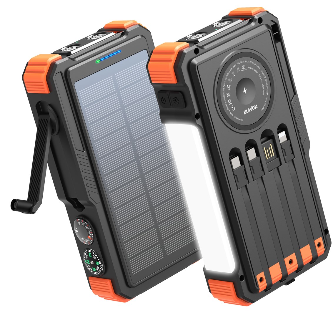 Extralink | Powerbank solarny | 20000mAh, 20W, dynamo, indukcja, lampa, latarka