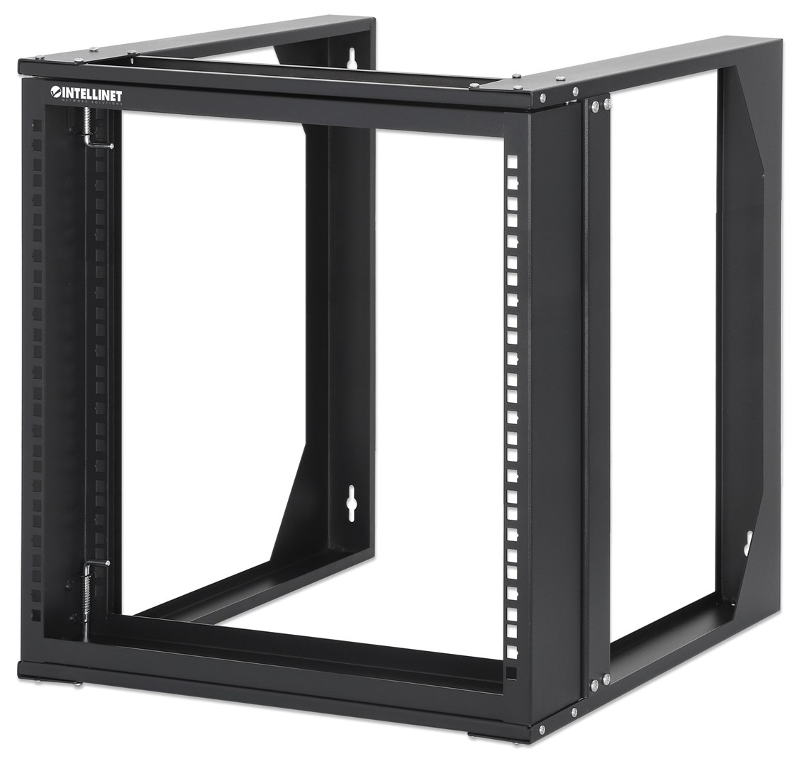 Zidni mrežni ormar INTELLINET 19" 9U otvoreni zglobni, 450mm dubina, crna boja-0