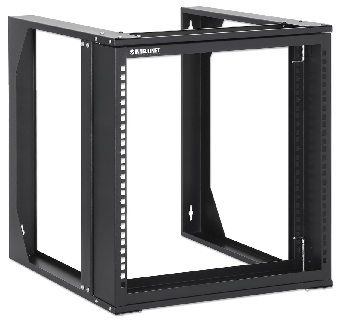 Zidni mrežni ormar INTELLINET 19" 9U otvoreni zglobni, 450mm dubina, crna boja-1