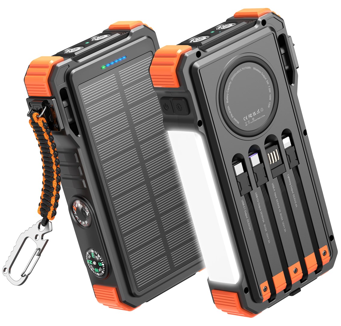 EXTRALINK POWERBANK SOLARNY 20000MAH 45W INDUKCJA LAMPA LATARKA