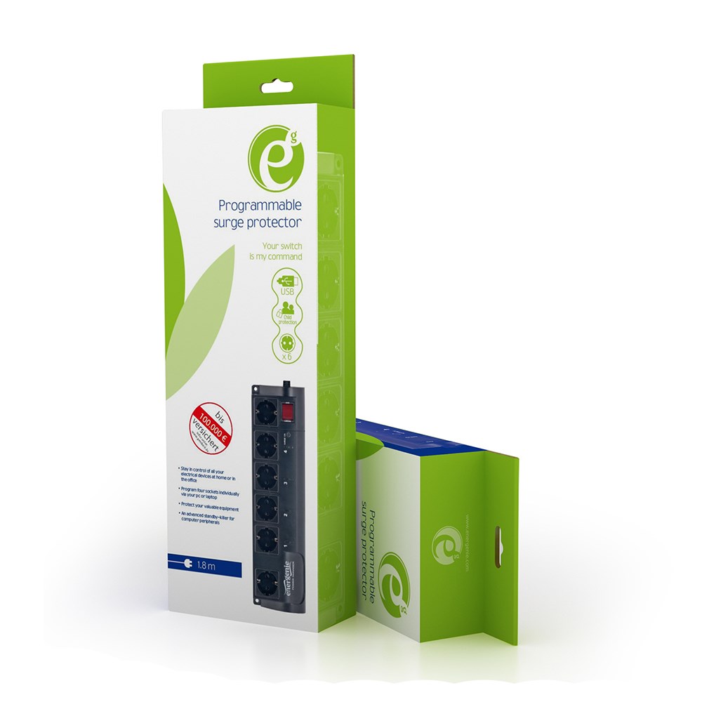 EnerGenie EG-PMS2 surge protector Black 6 AC outlet(s) 220 – 230-2