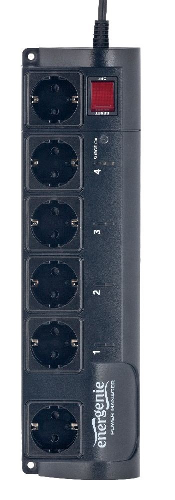 EnerGenie EG-PMS2 surge protector Black 6 AC outlet(s) 220 – 230-1