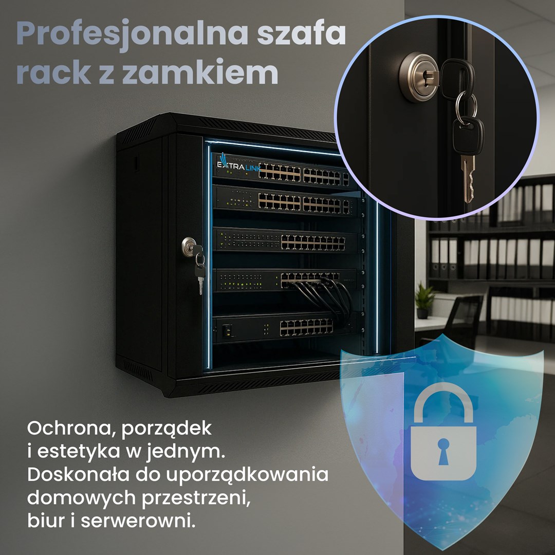 Zidni mrežni ormar EXTRALINK LITE 9U (530x400mm), crna boja-11