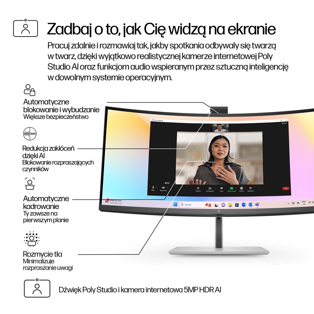 Monitor HP Series 7 Pro 734pm 34" (IPS Black, WQHD, 120Hz, 5ms, AMD FreeSync Premium, Thunderbolt 4 100W, 5MP web kamera)-2