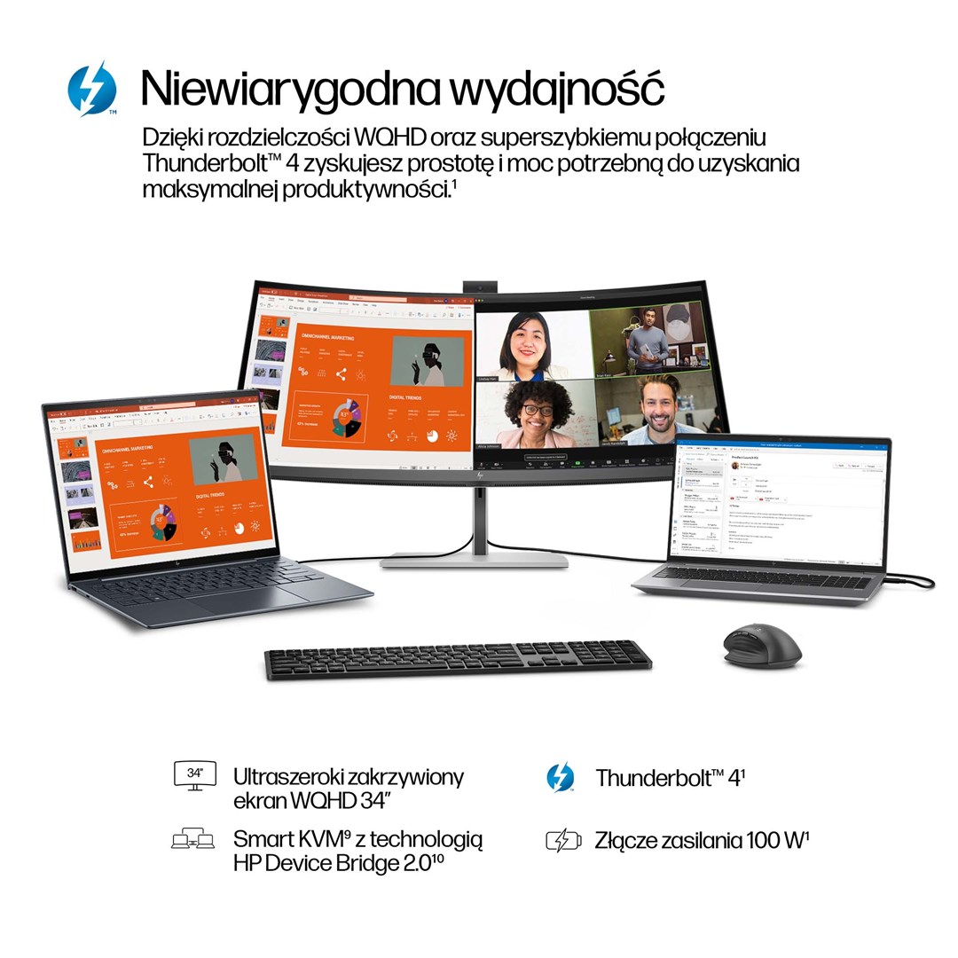 Monitor HP Series 7 Pro 734pm 34" (IPS Black, WQHD, 120Hz, 5ms, AMD FreeSync Premium, Thunderbolt 4 100W, 5MP web kamera)-3