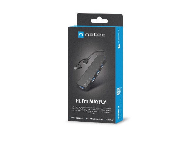 USB-C Hub NATEC MAYFLY 4x USB 3.0 s USB-A adapterom, siva boja-4