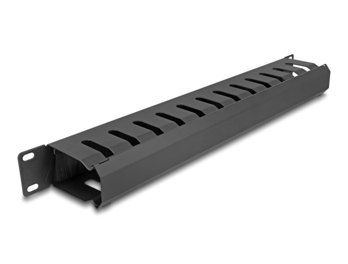 DeLOCK 19″ Cable Management Routing Panel with brush and 2 openings 1U black