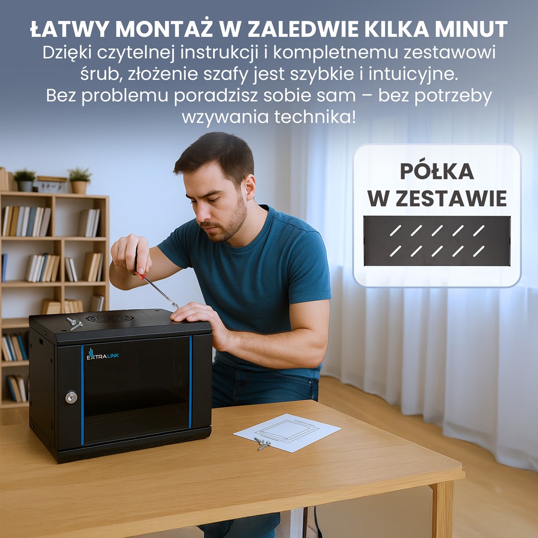 Mrežni ormar EXTRALINK LITE 4U (530x400mm) zidni crna boja-4