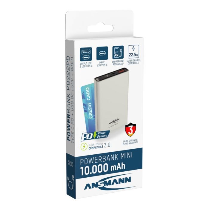 Prijenosna baterija ANSMANN 10.8 10000 mAh bijela boja-6