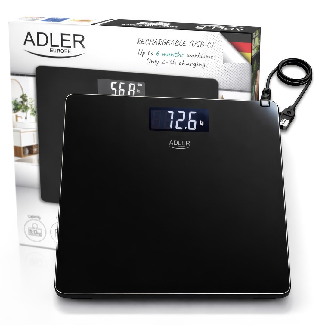 Osobna vaga ADLER AD 8194b punjiva (USB-C), crna boja