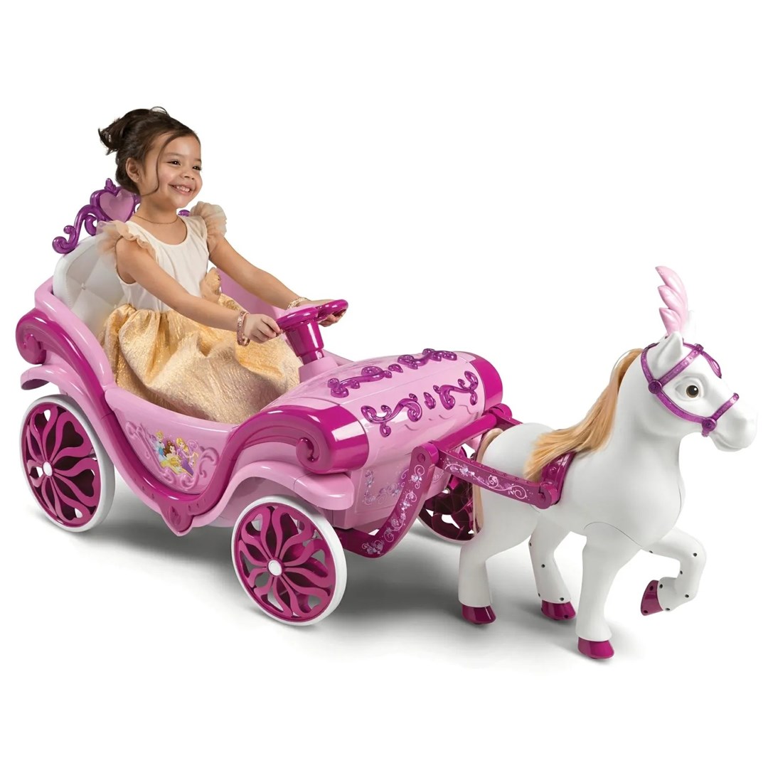Huffy Electric Disney Princess carriage with horse 6 V pink-3