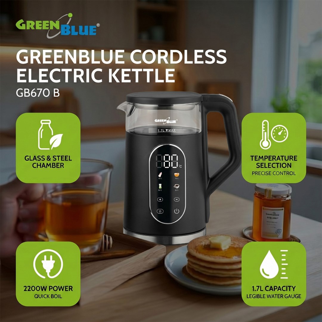 Kuhalo za vodu GREENBLUE GB670 B (1.7 L, 2200 W)