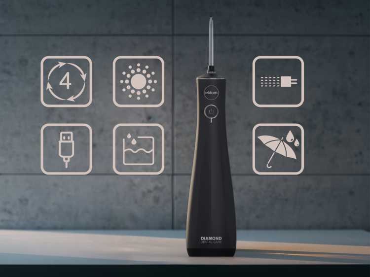 Oralni tuš ELDOM RY200C bežični, crna boja-7
