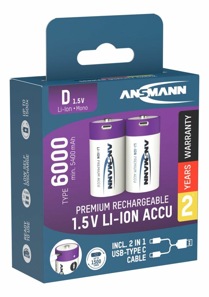 Punjiva baterija ANSMANN D (Mono) Li-Ion 5000mAh s USB-C punjenjem-1