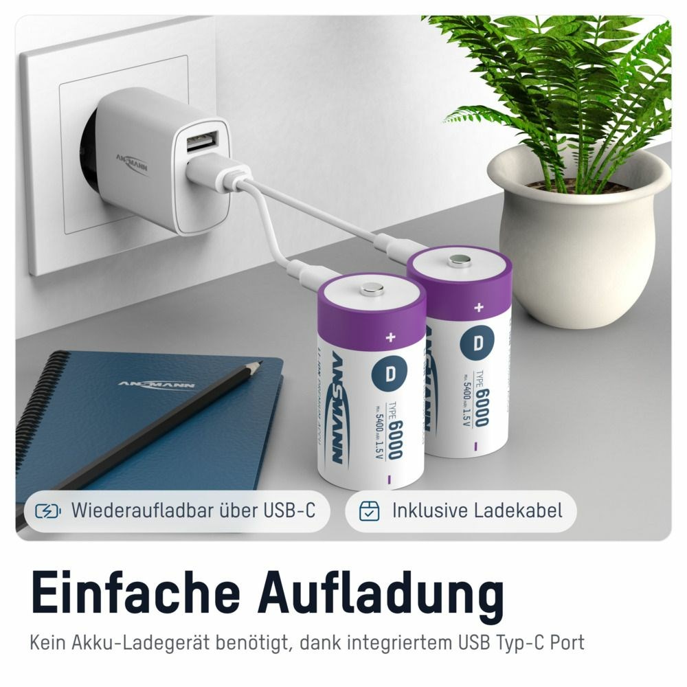 Punjiva baterija ANSMANN D (Mono) Li-Ion 5000mAh s USB-C punjenjem-5