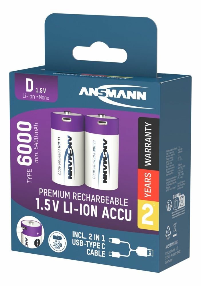 Punjiva baterija ANSMANN D (Mono) Li-Ion 5000mAh s USB-C punjenjem-2