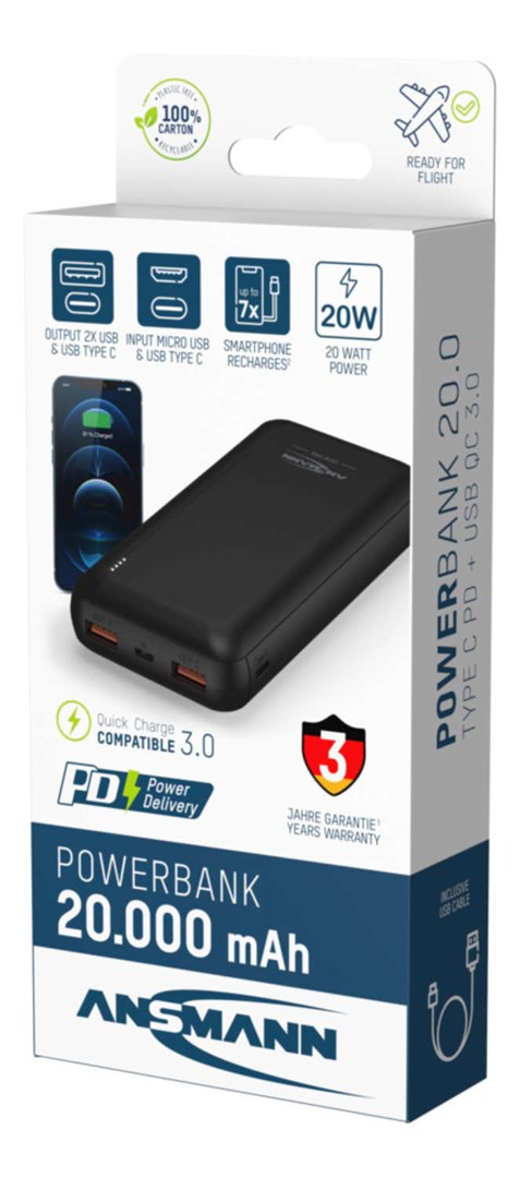 Ansmann PB320PD Lithium Polymer (LiPo) 20000 mAh Black-12