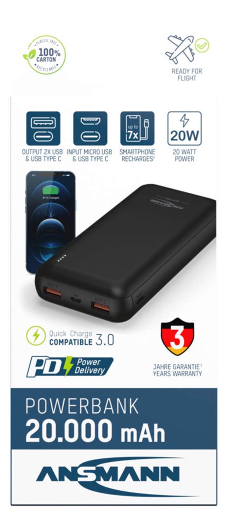 Ansmann PB320PD Lithium Polymer (LiPo) 20000 mAh Black-7
