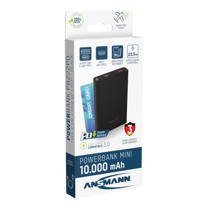 Prijenosna baterija ANSMANN Powerbank 10.8, 10000 mAh, crna boja-9