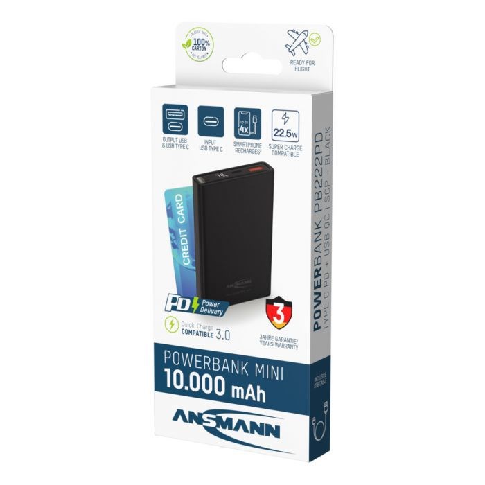 Prijenosna baterija ANSMANN Powerbank 10.8, 10000 mAh, crna boja-8