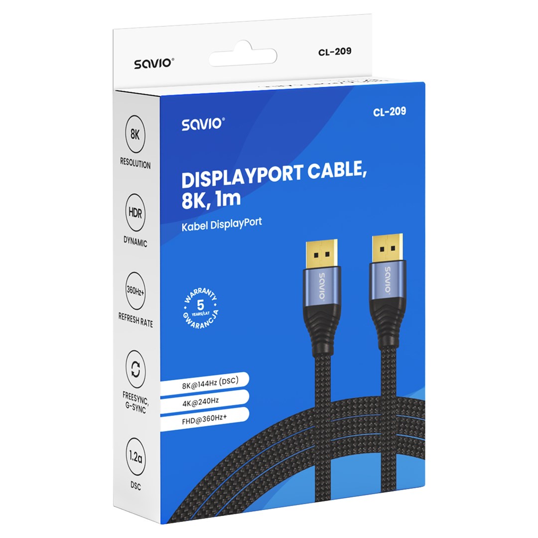 Savio CL-209 DisplayPort cable 1 m Black-2