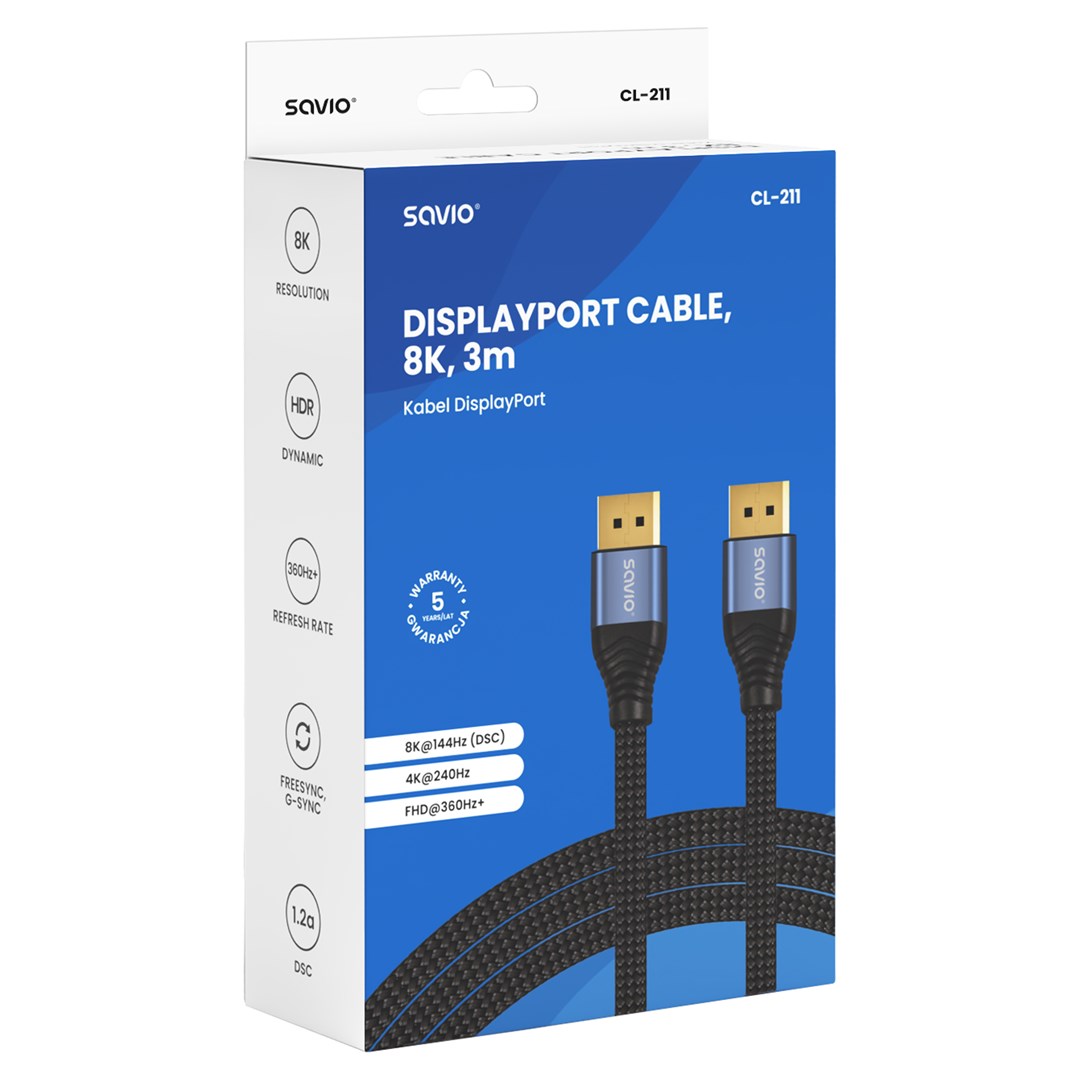 Savio CL-211 DisplayPort cable 3 m Black-2