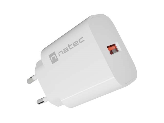 Zidni punjač NATEC Ribera 18W (1x USB-A, QC 3.0) bijela boja