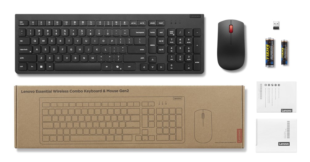 Lenovo 4X31R64457 keyboard Mouse included Office RF Wireless Belgian, English Black-4