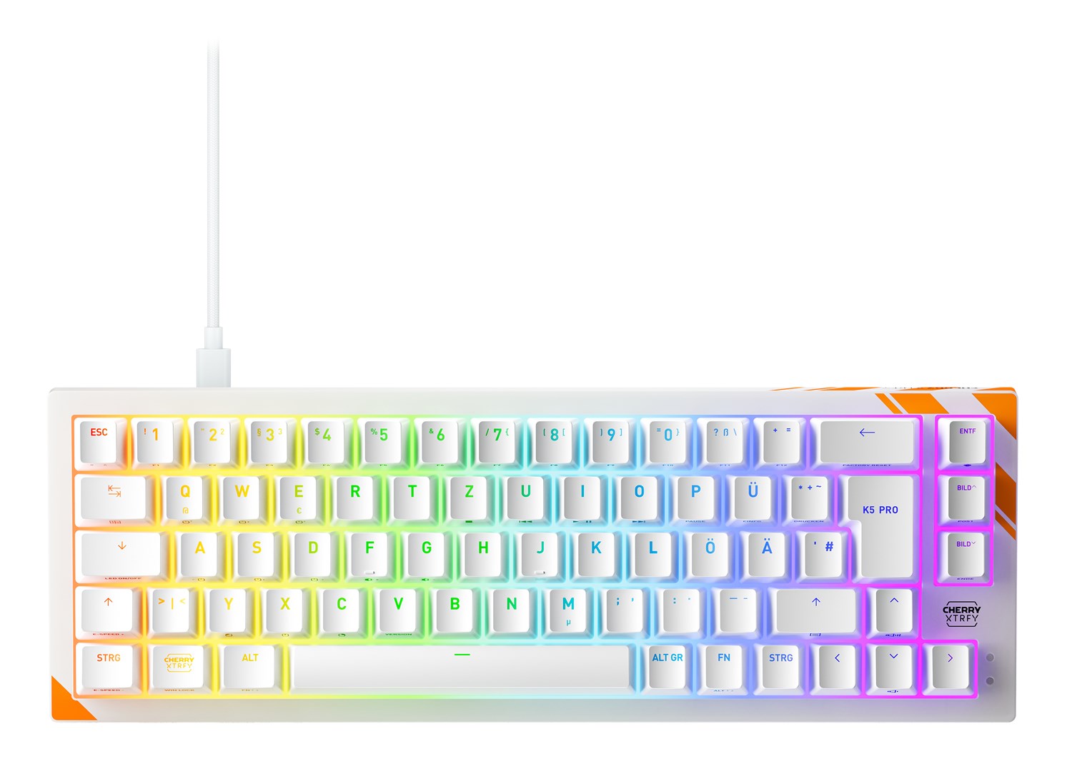 CHERRY K5 PRO TMR COMPACT keyboard Gaming USB QWERTZ German Orange, White-0
