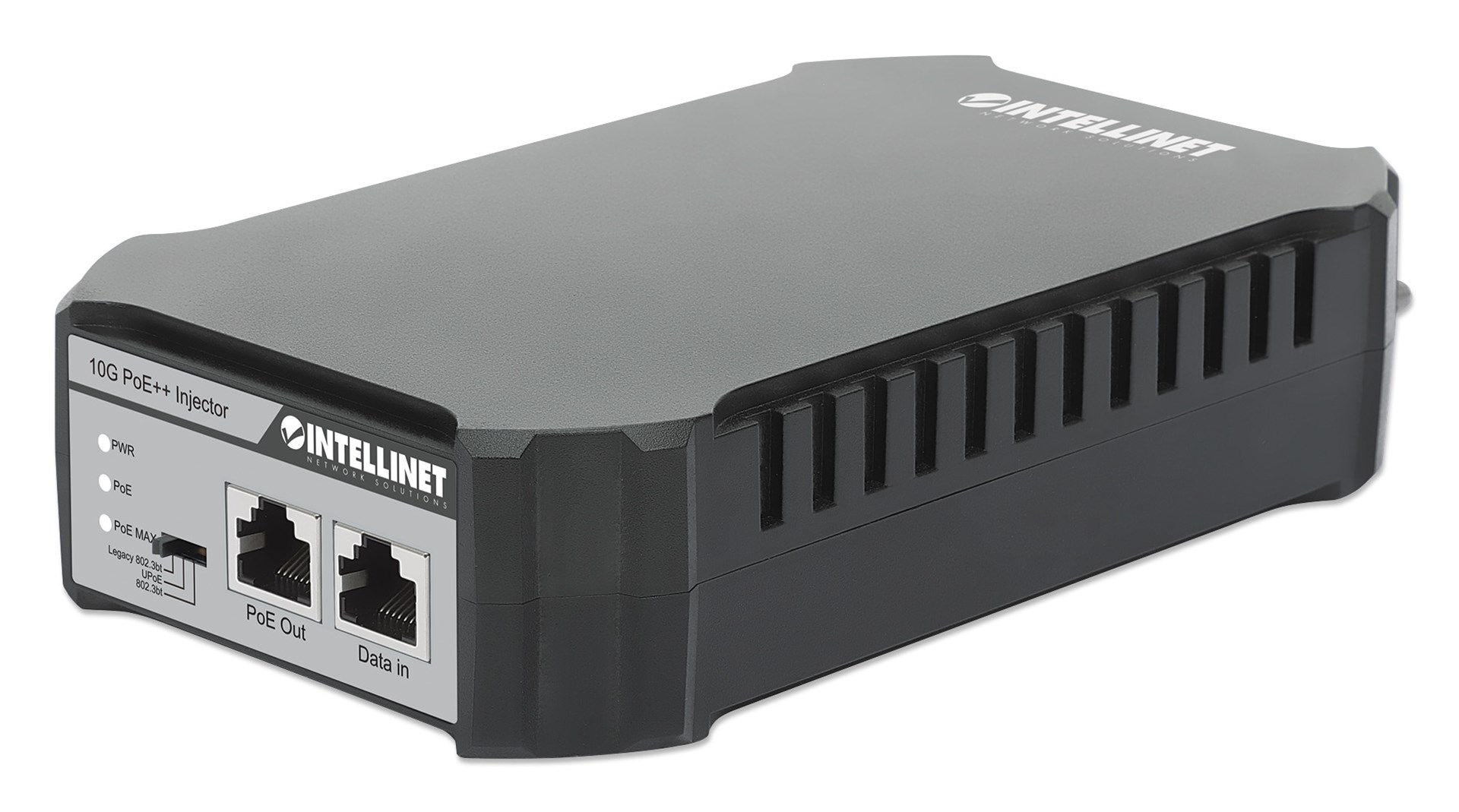 Intellinet 10G PoE++ Injector One 95 W Port, IEEE 802.3bt (4PPoE) Compliant, Metal Housing, Wall-mount Option