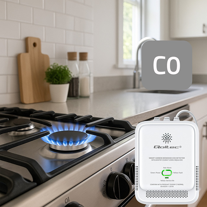 Qoltec 52576 Carbon monoxide sensor | CO detector | alarm 85dB | LED-4