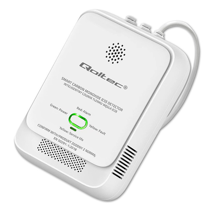 Qoltec 52576 Carbon monoxide sensor | CO detector | alarm 85dB | LED-8