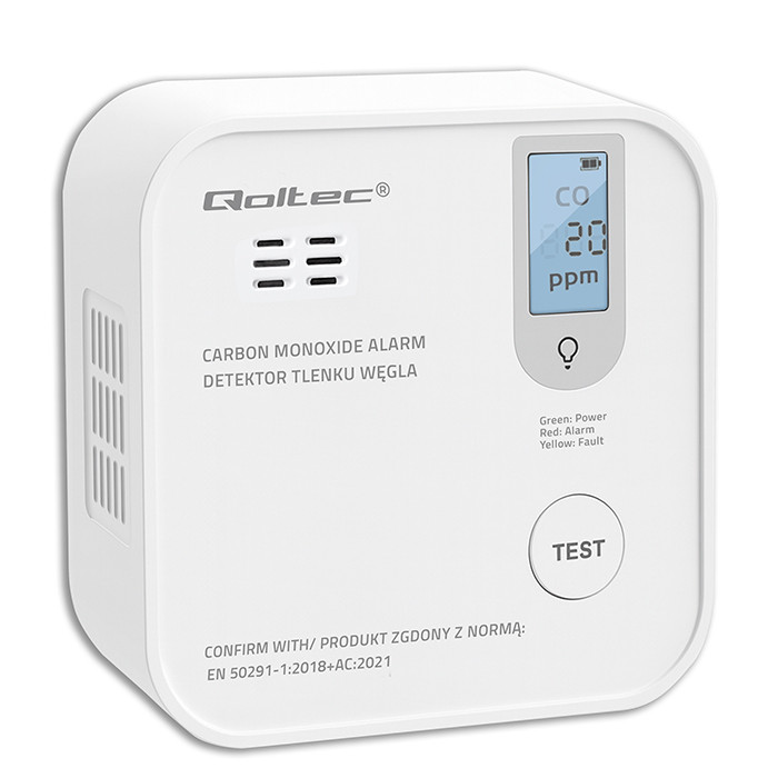 Qoltec 52577 Wireless Carbon monoxide (CO) sensor with battery | sensor service life 10 years | alarm 85dB | LED-0