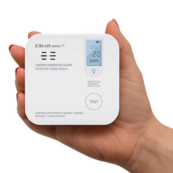 Qoltec 52577 Wireless Carbon monoxide (CO) sensor with battery | sensor service life 10 years | alarm 85dB | LED-2